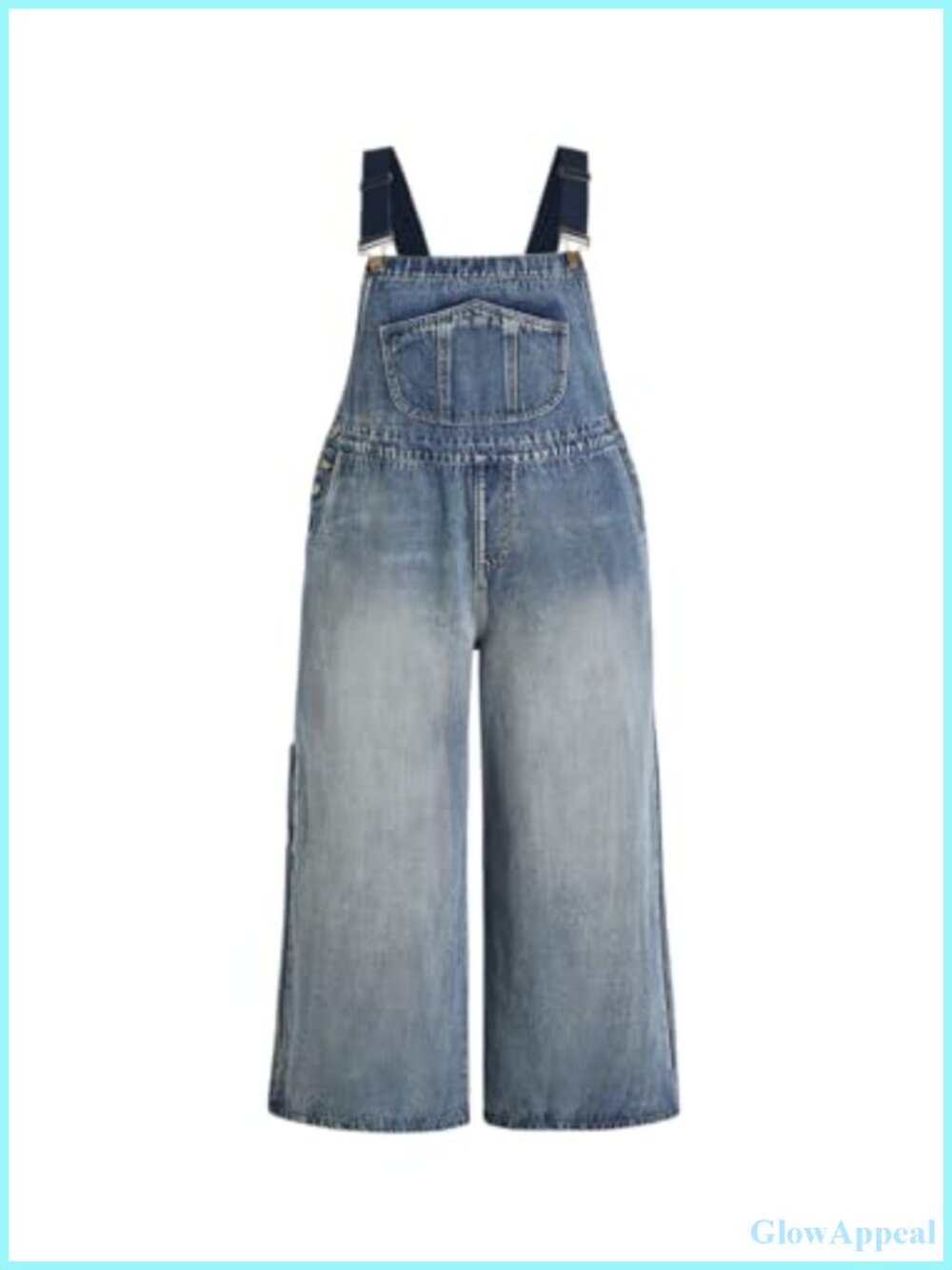 Plus Size Denim Overalls Jumpsuit Wide Leg Bib Adjustable Straps Pockets